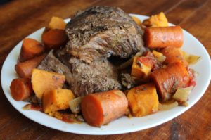Easy, delicious, juicy pot roast with veggies.